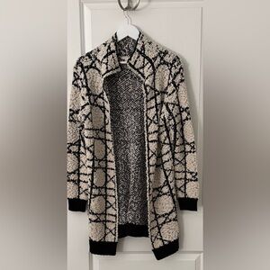 Cozy Black and Cream Women's Sweater Cardigan